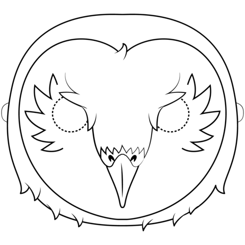 Barn Owl Mask Coloring Page